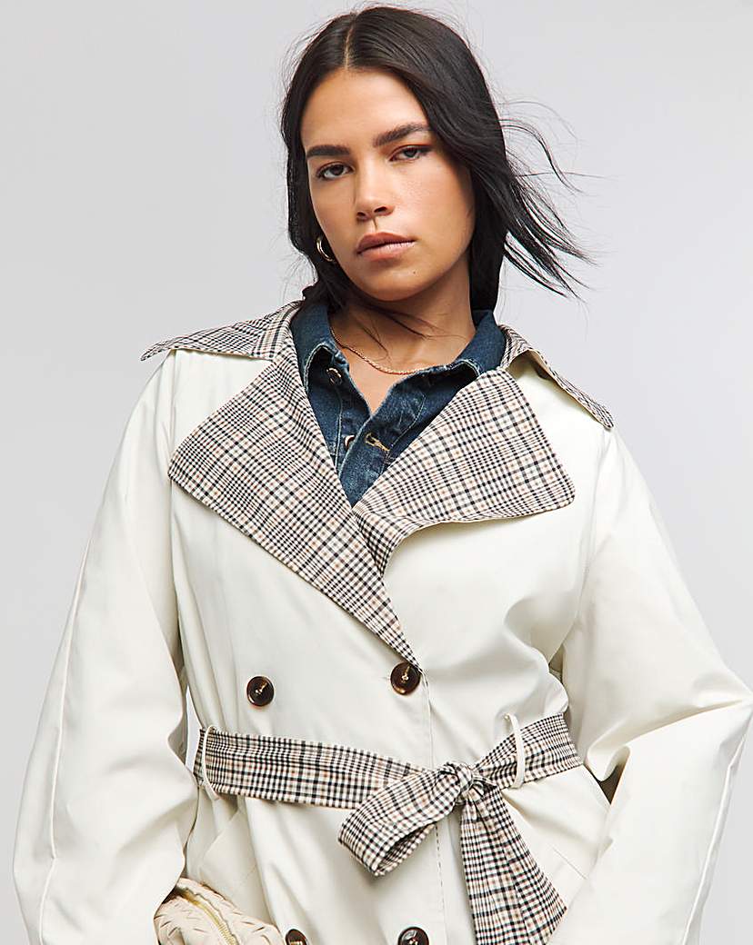 Cream Checked Mix Trench