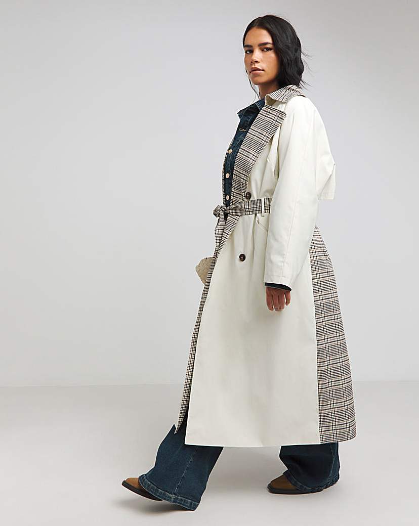 Cream Checked Mix Trench