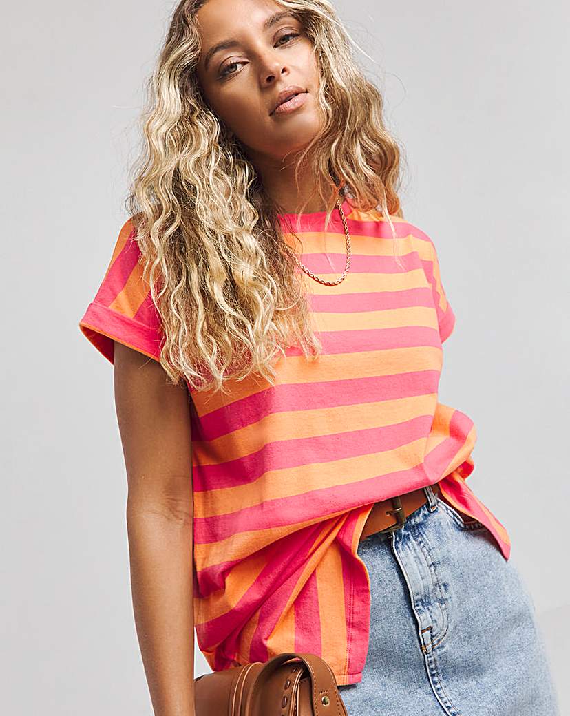 Longline Stripe Boyfriend T-Shirt