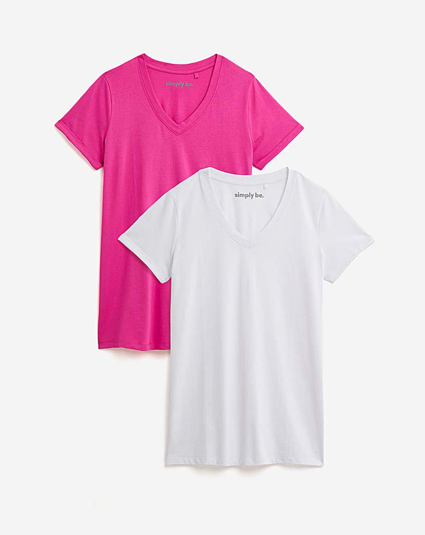 Simply Be 2 Pack V Neck Longline T-Shirt