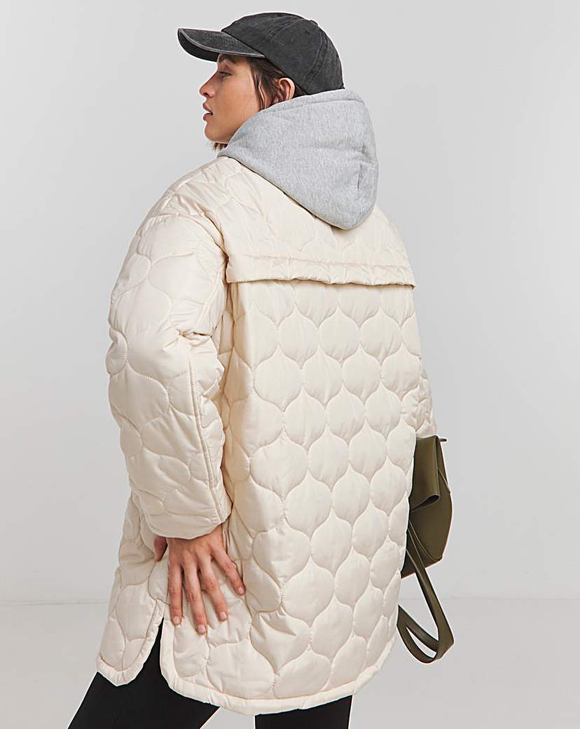 Stone Jersey Hooded Quilted Jacket