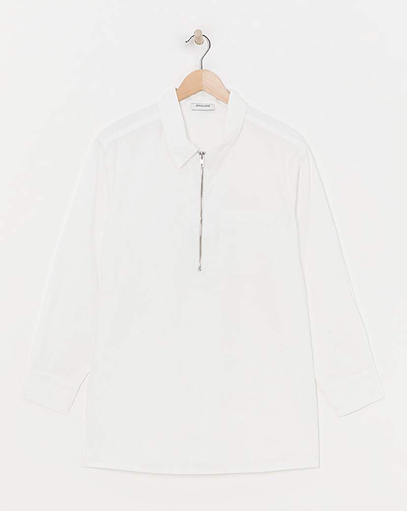 Zip Detail Shirt Ivory JD Williams Size …
