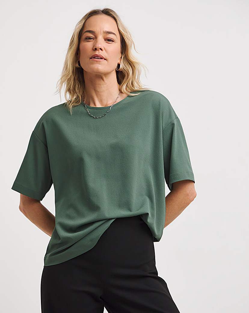 Crepe Boxy Short Sleeve Top