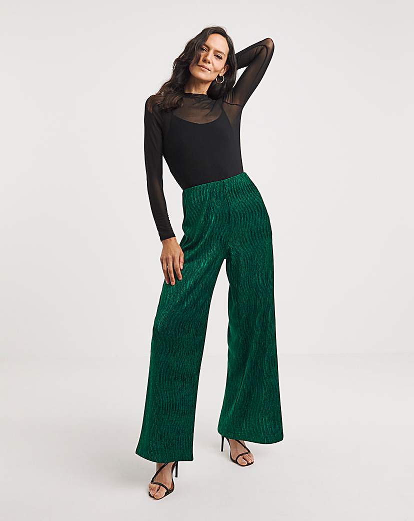 Velvet Crinkle Wide Leg Trousers