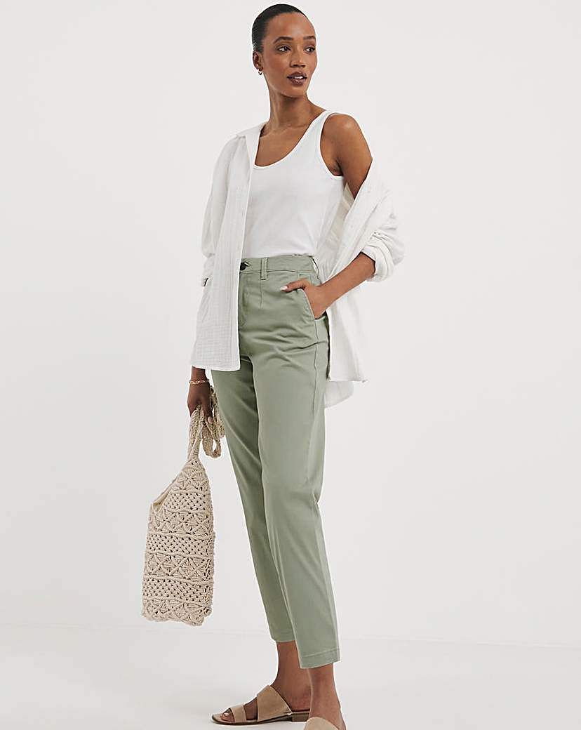 Sage Stretch Cropped Chino Trousers