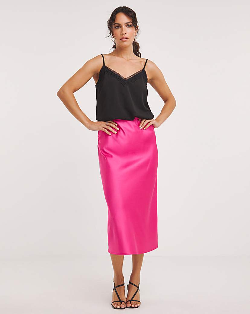 Pink Satin Slip Skirt