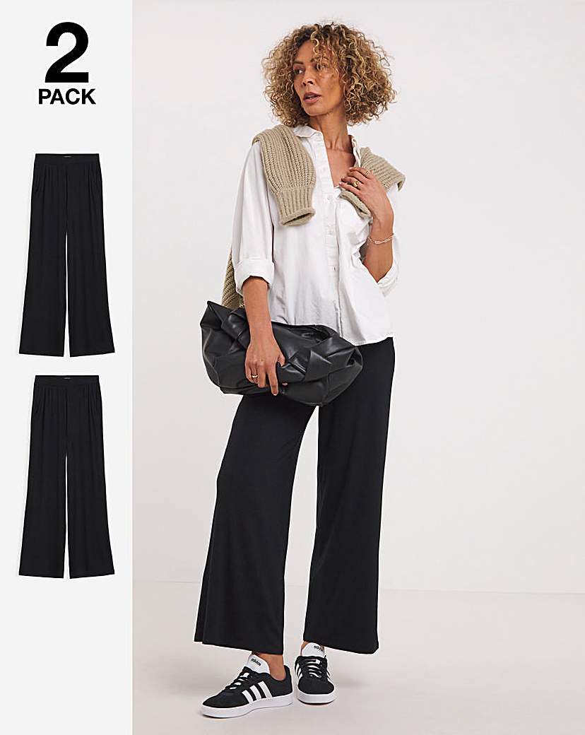 2 Pack Jersey Wide Leg Trousers