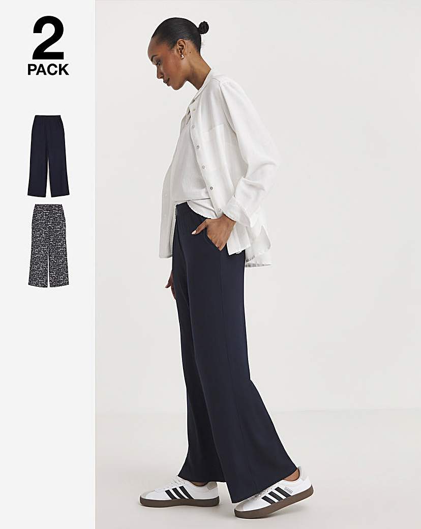 2 Pack Jersey Wide Leg Trousers