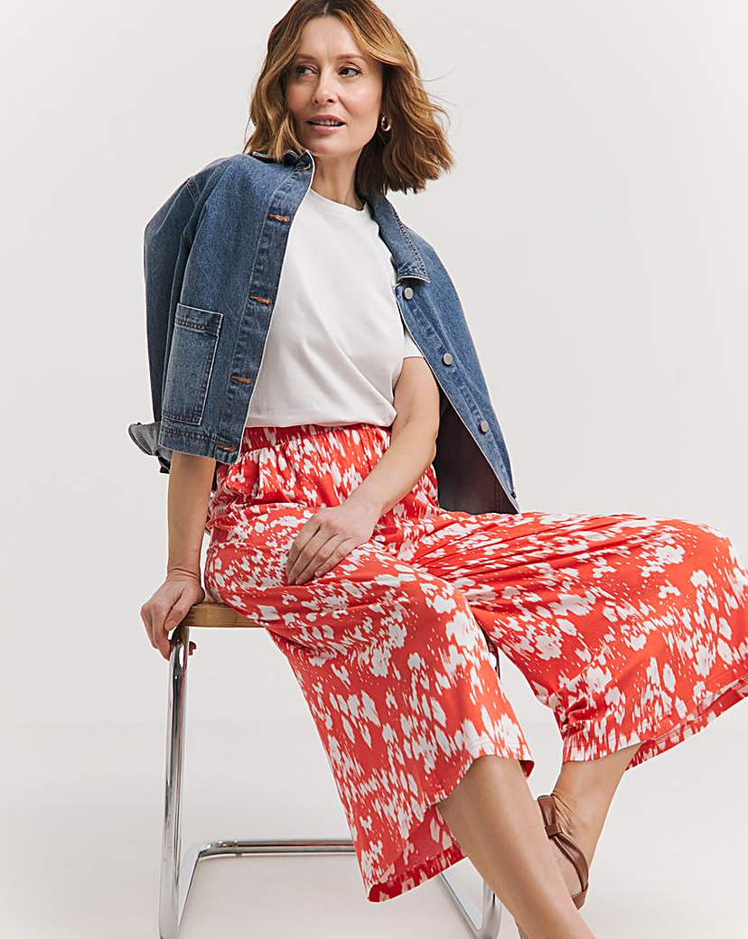 Coral Print Jersey Culotte