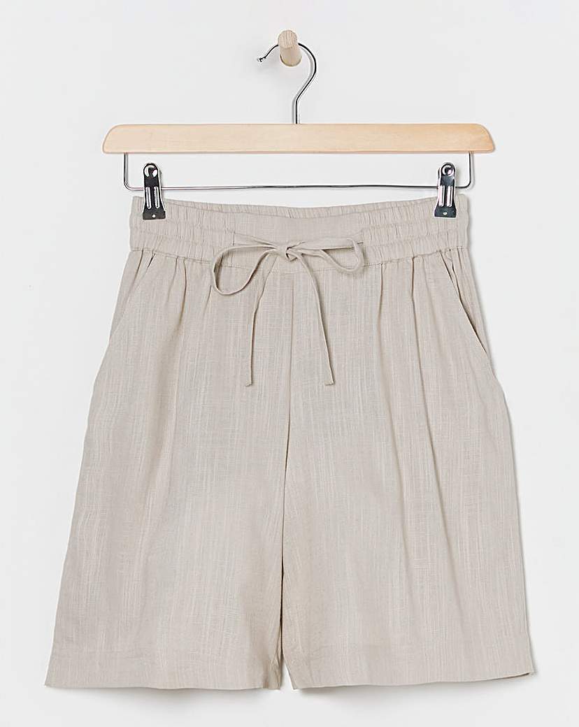 Sand Linen Mix Knee Length Shorts