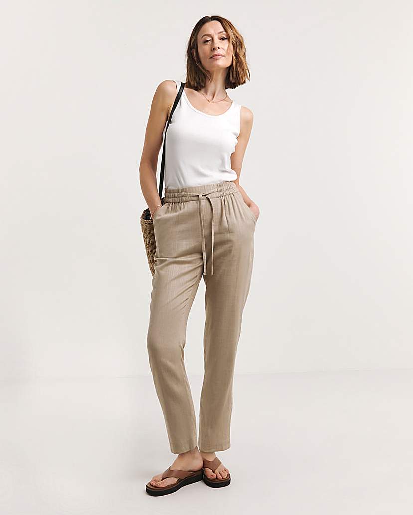 Truffle Linen Mix Tapered Trousers