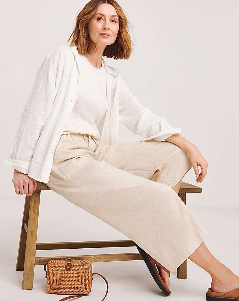 Sand Linen Mix Wide Leg Culotte