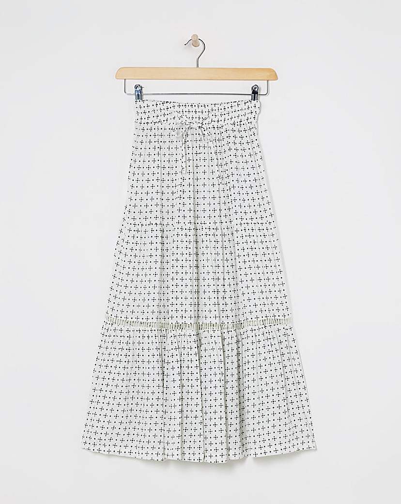 Natural Print Crinkle Midi Skirt