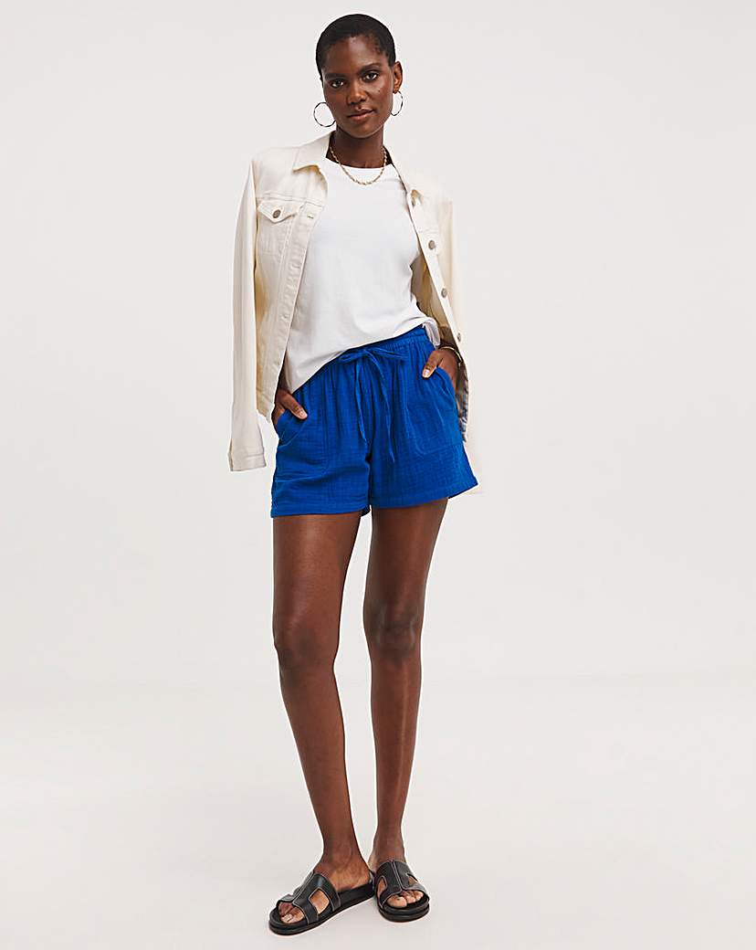 Blue Cheesecloth Shorts