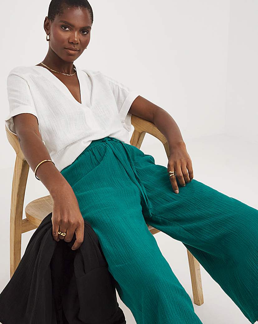 Green Cheesecloth Culottes