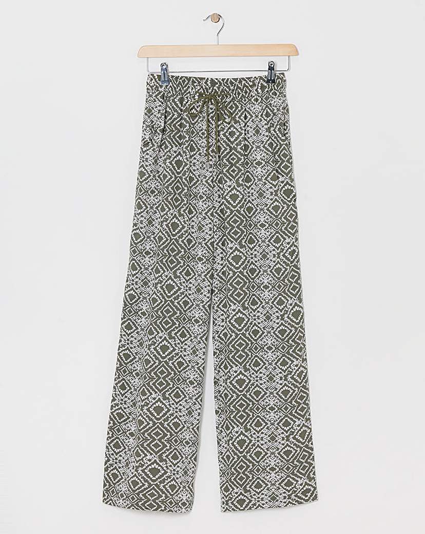 Spun Viscose Pull On Wide Leg Trousers