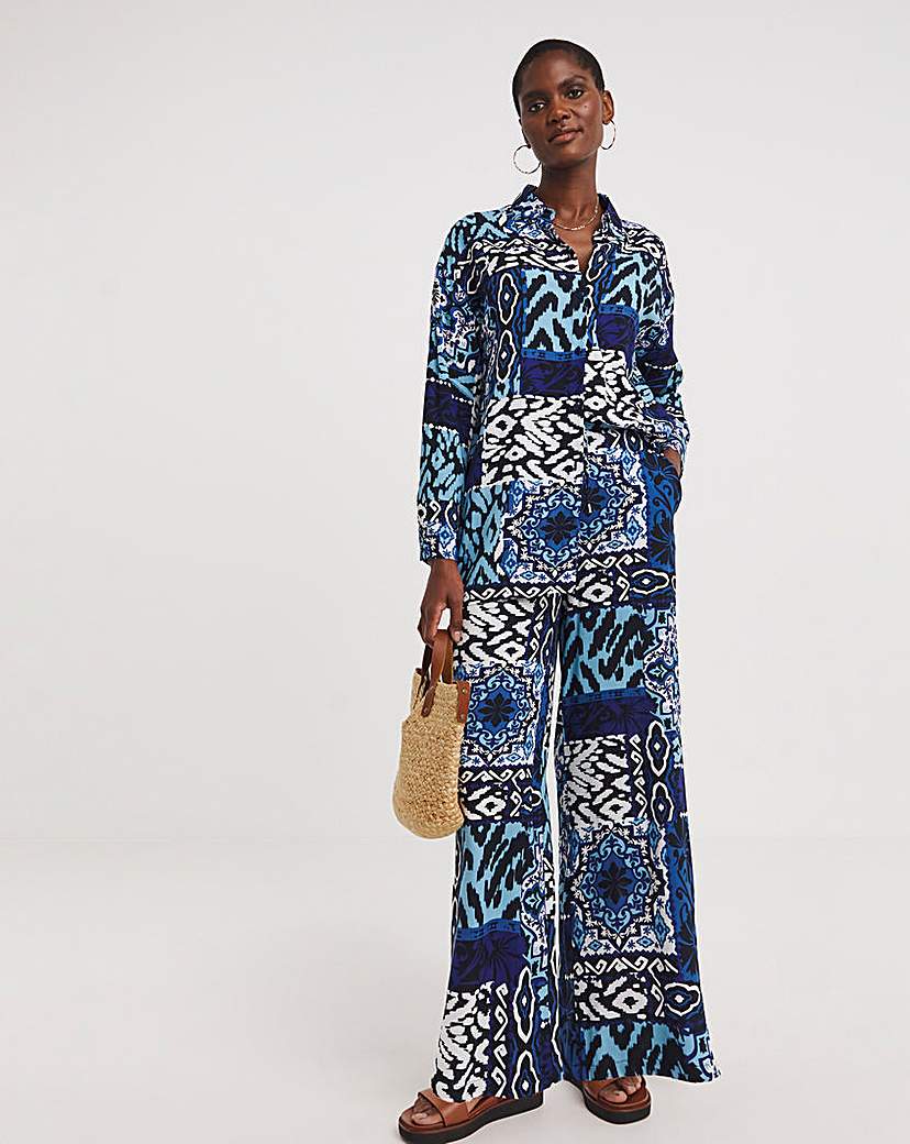 Spun Viscose Pull On Wide Leg Trousers