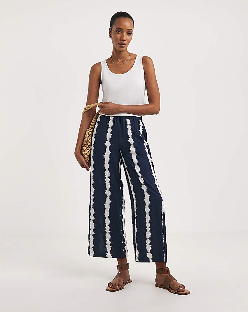 Navy Spun Viscose Pull On Culottes