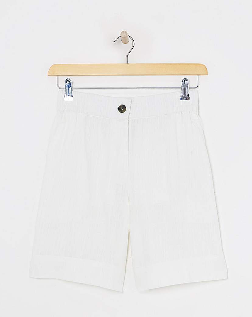 White Linen Bermuda Shorts