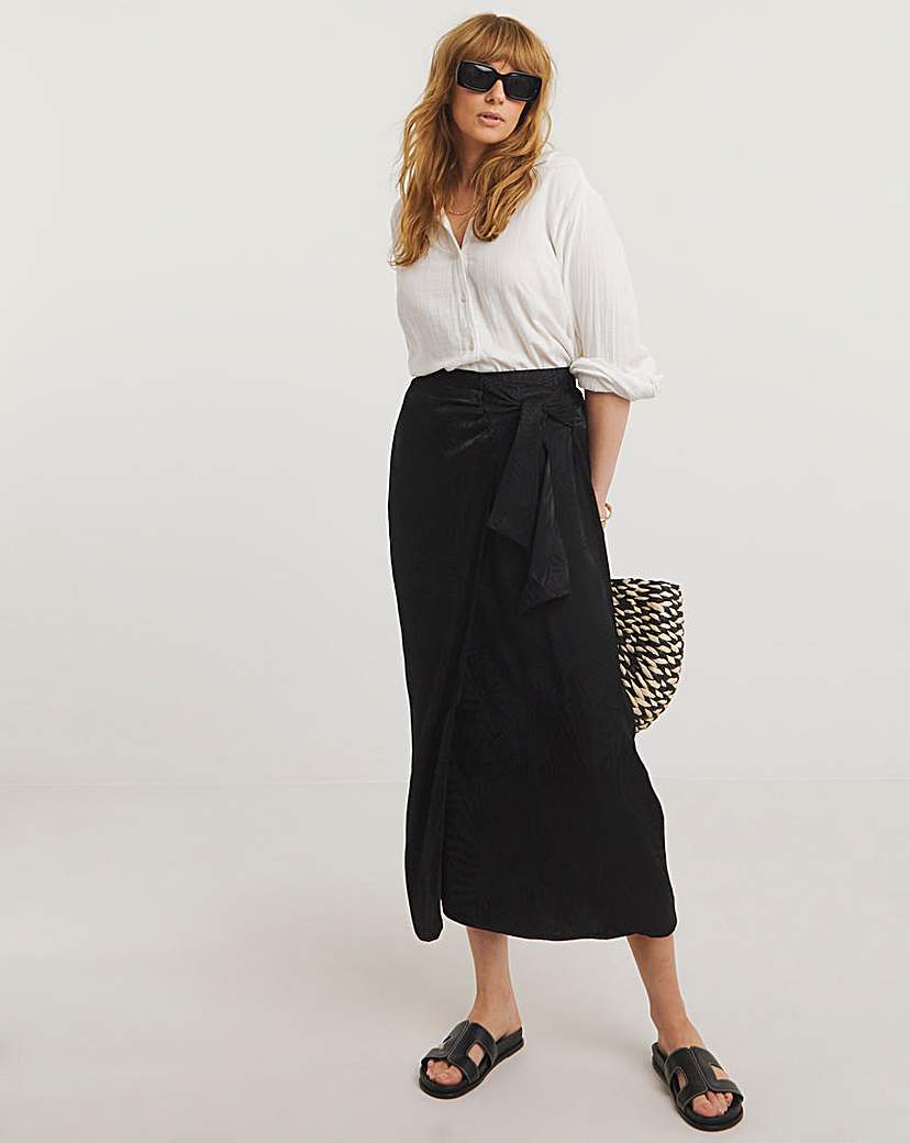 Printed Satin Jacquard Wrap Skirt