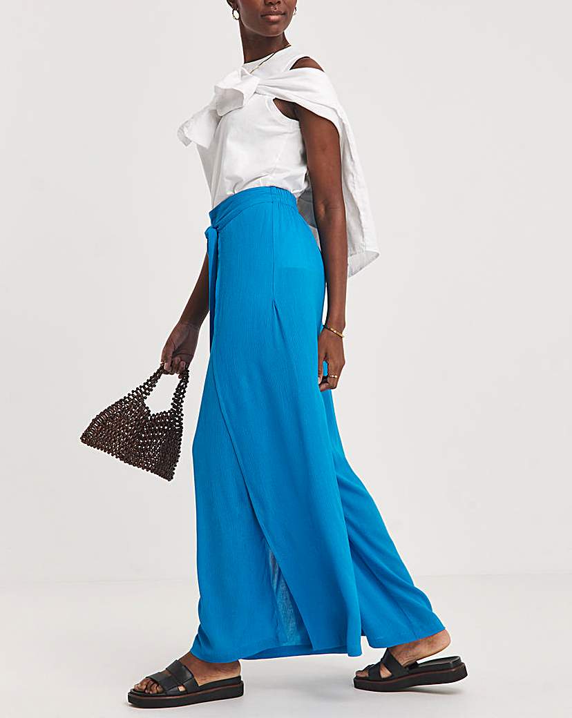 Turquoise Wide Leg Wrap Trousers