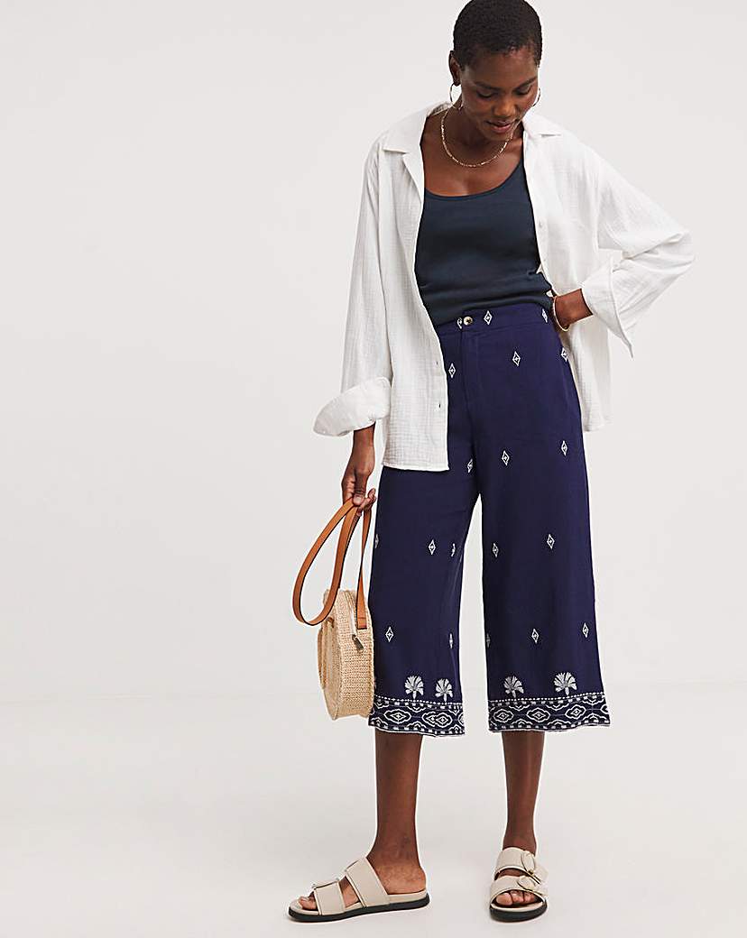 Indigo Embroidered Culottes