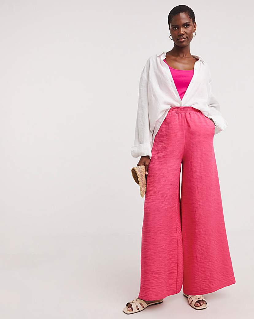 Textured Wide Leg Palazzo Trousers