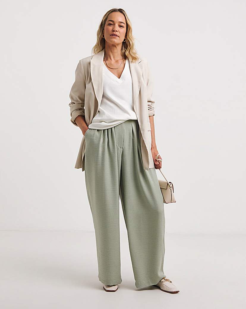 Herringbone Wide Leg Trouser