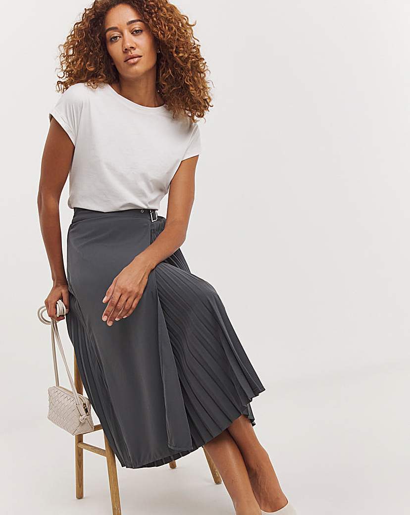 Wrap Kilt Pleated Maxi Skirt