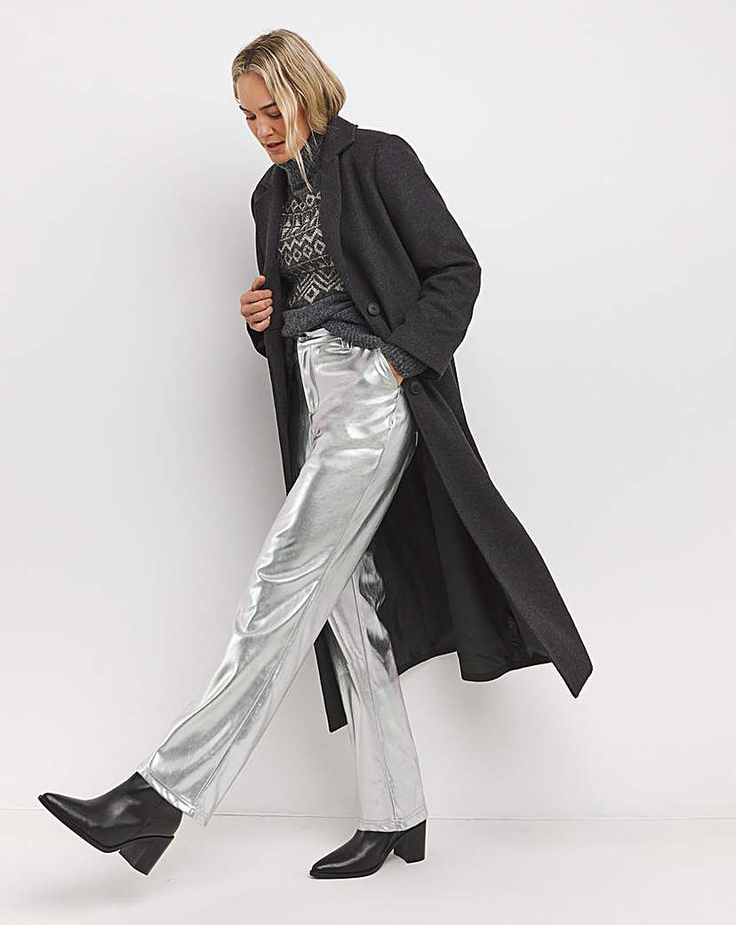 PU Leather Look Straight Leg Trouser