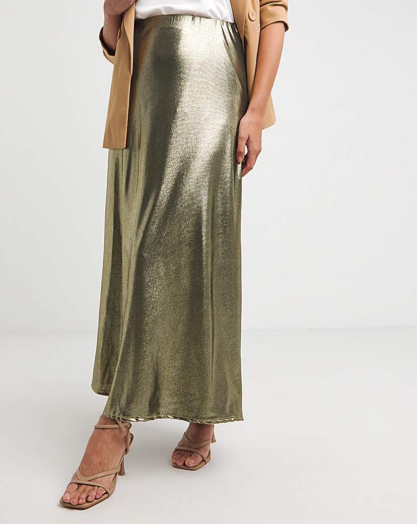 Metallic Jersey Maxi Skirt