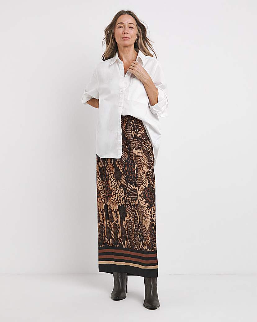 Animal Pull On Column Midi Skirt