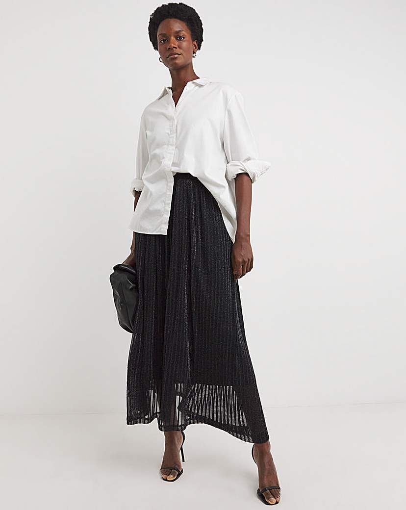 Knitted Glitter Stripe Maxi Skirt