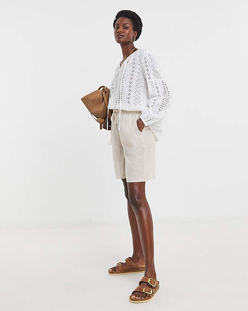 Linen Mix Knee Length Shorts