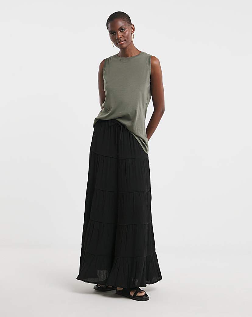 New In - Crinkle Tiered Maxi Skirt