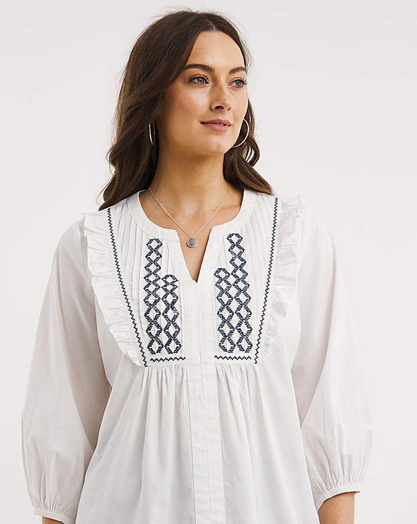 Julipa Embroidered Frill Blouse