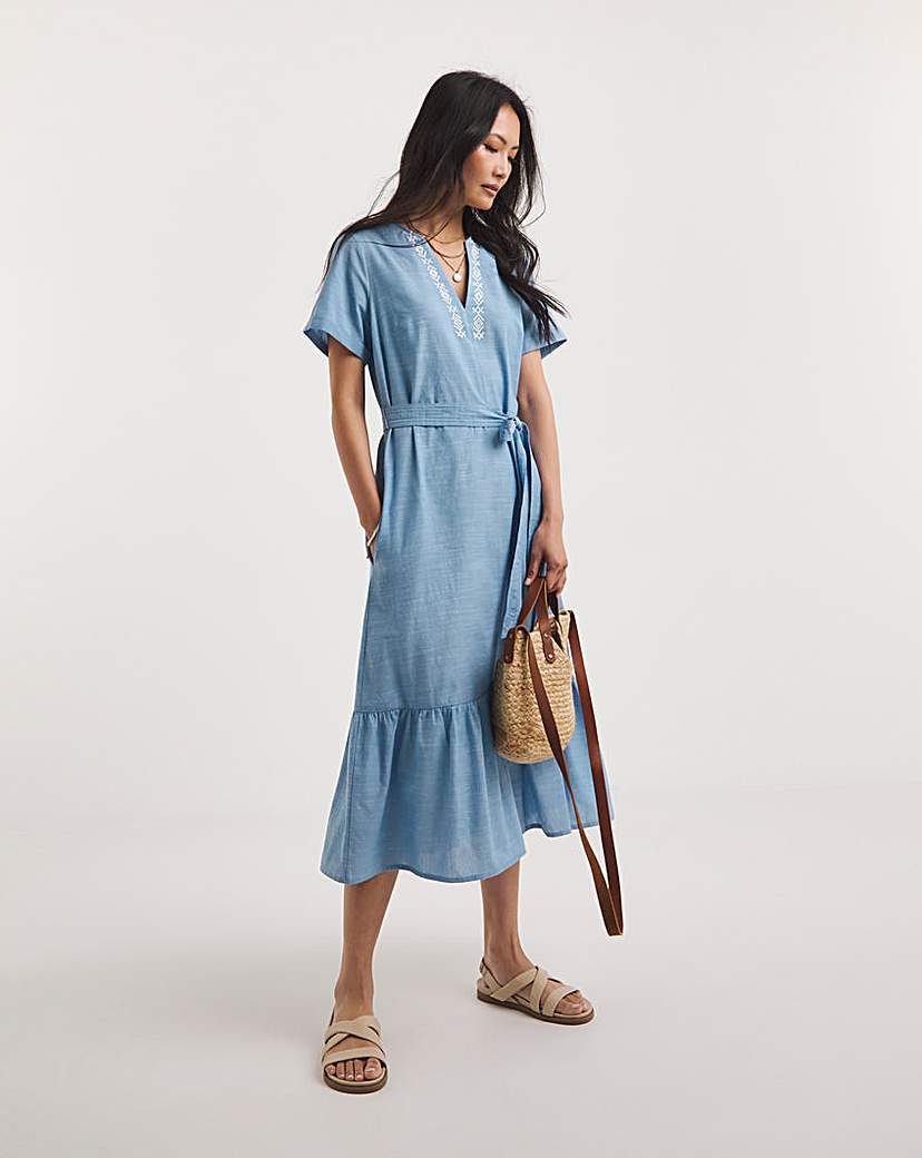 Julipa Chambray Embroidered Dress