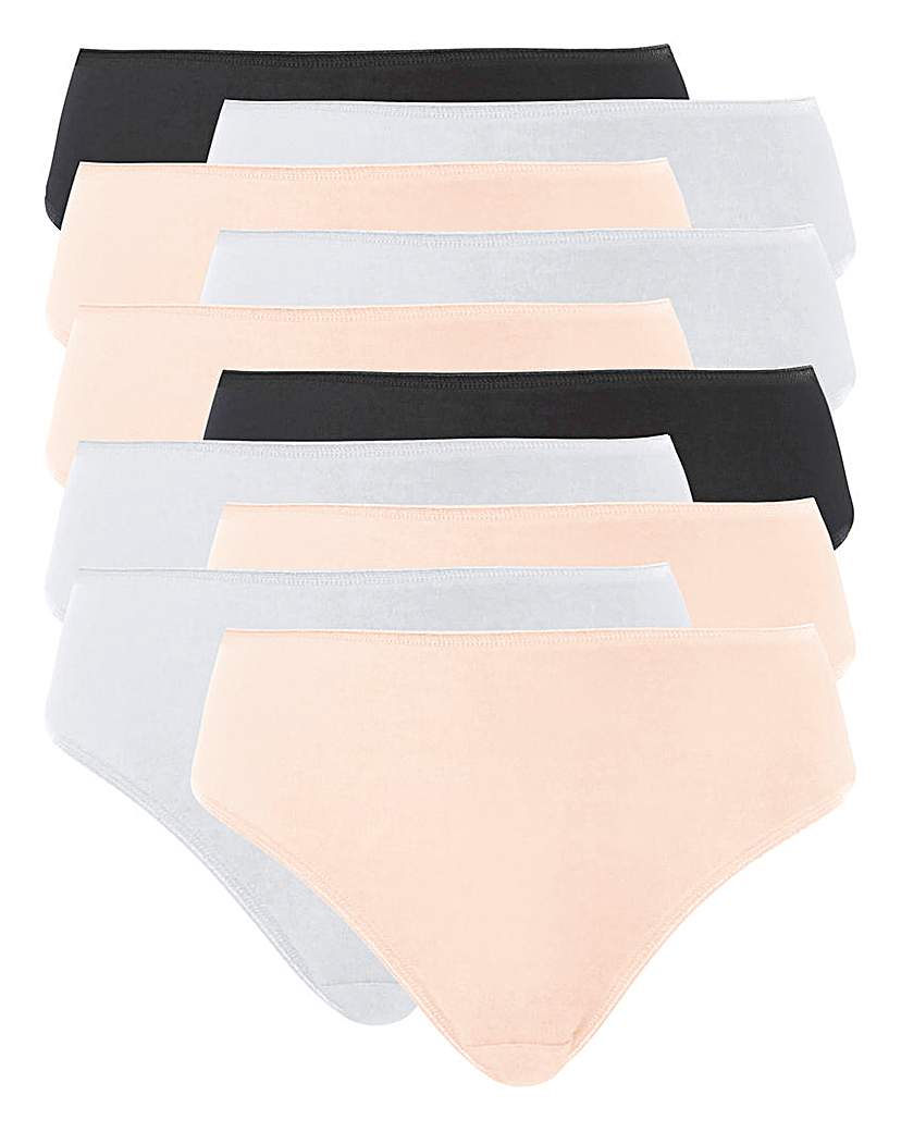 Image of 10PK Blk/Wht/Blush High Leg Midi Briefs