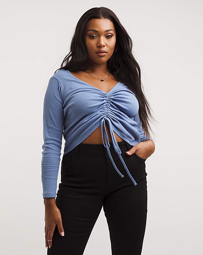 long sleeve ruched top