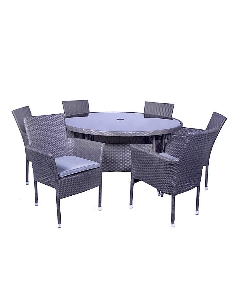 malaga 6 seater rectangular stacking dining set