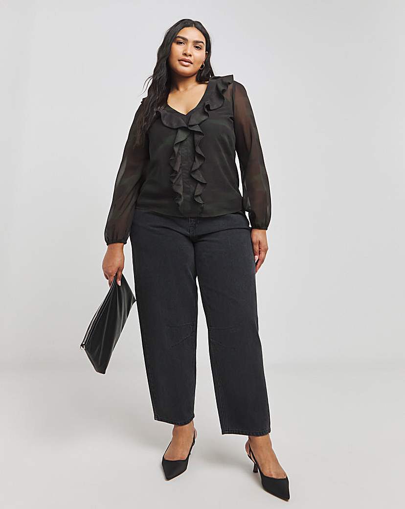 Georgette Sheer Ruffle Blouse