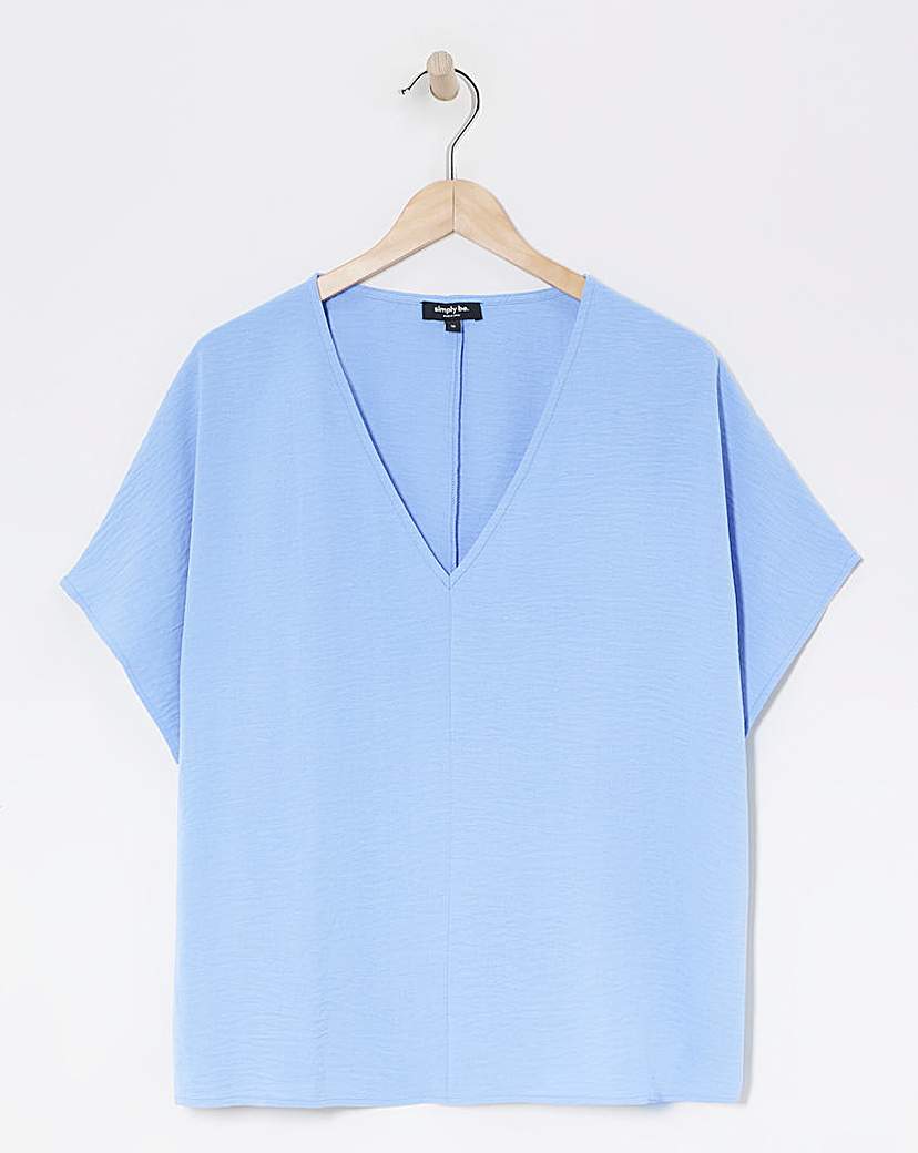 V Neck Textured Boxy Blouse