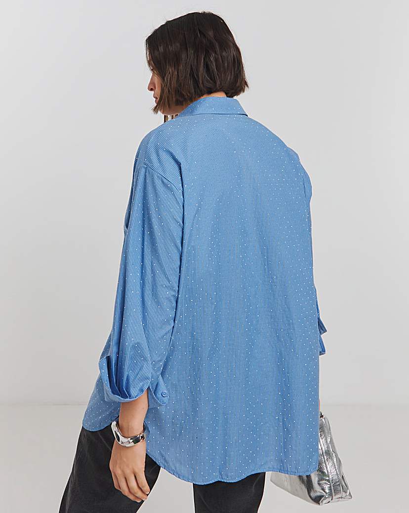 Embellished Oversized Striped Shirt