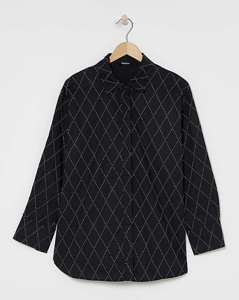 Embellished Oversized Shirt Black Simply Be Size …