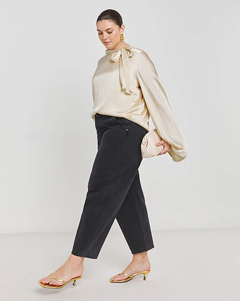 Satin Balloon Sleeve Blouse