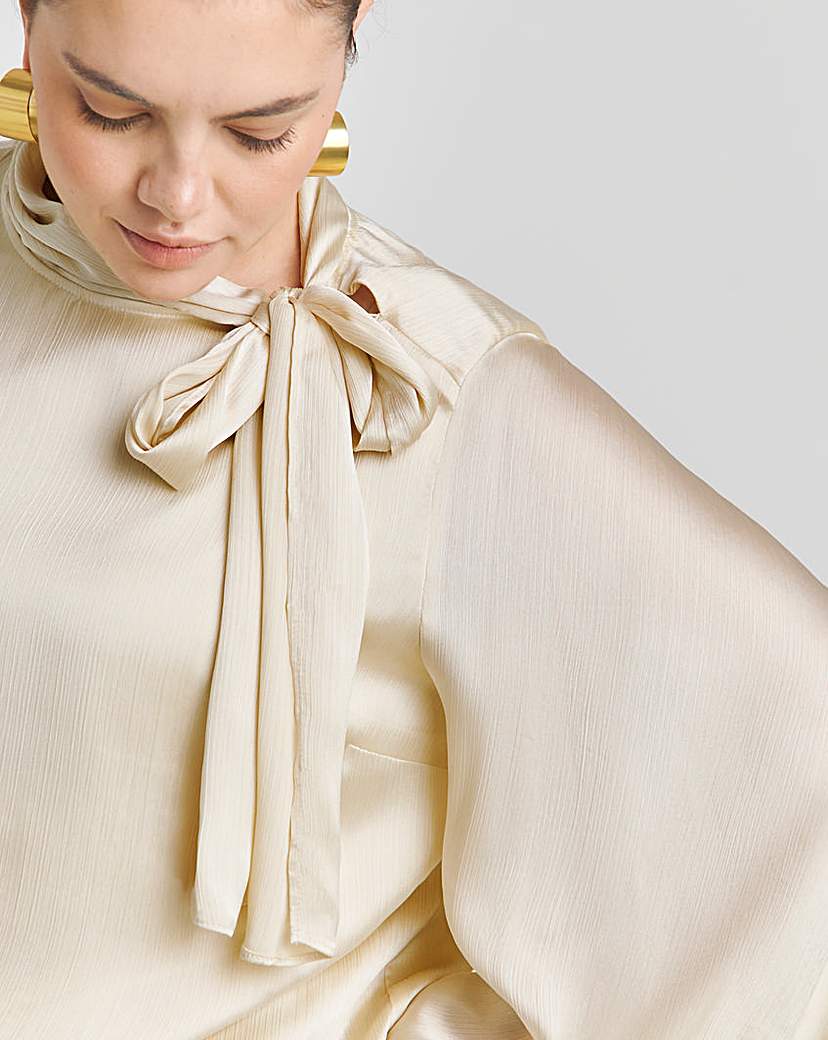 Satin Balloon Sleeve Blouse