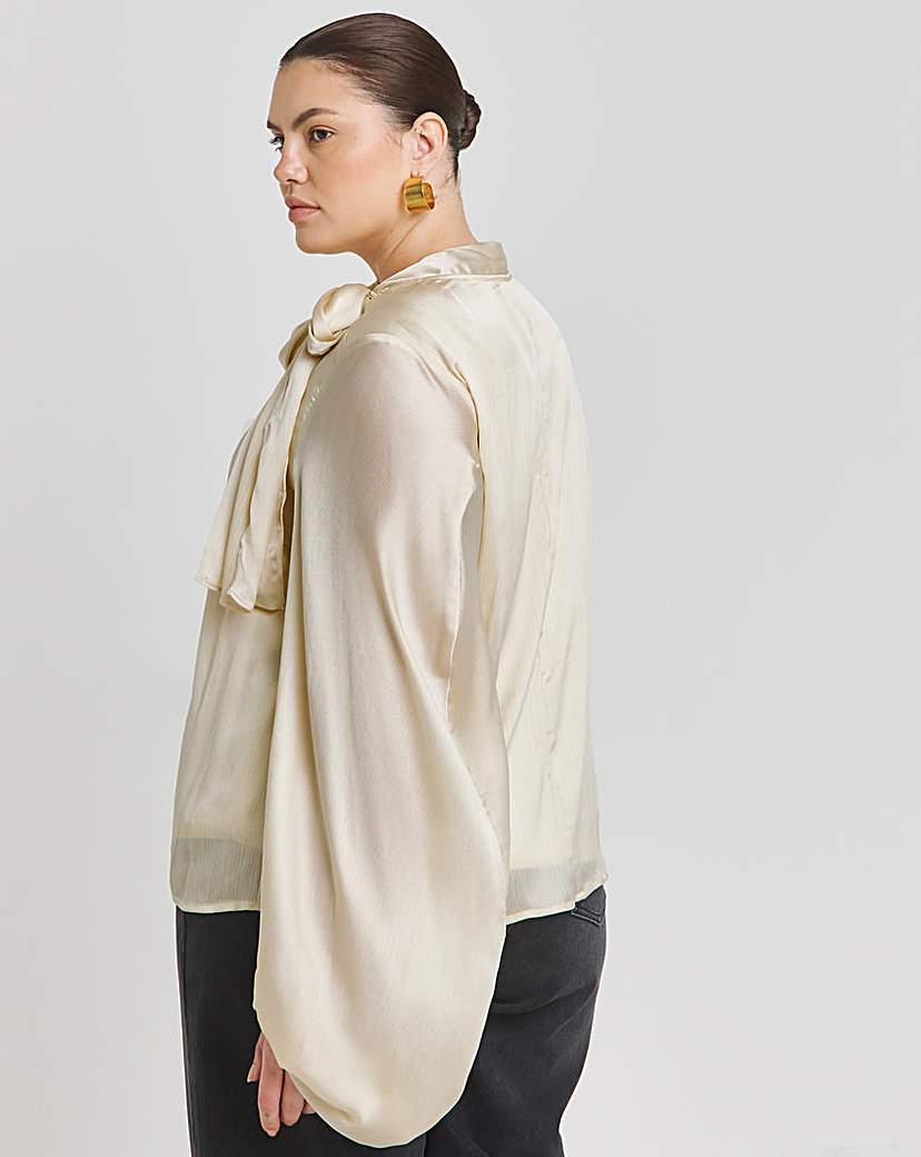 Satin Balloon Sleeve Blouse
