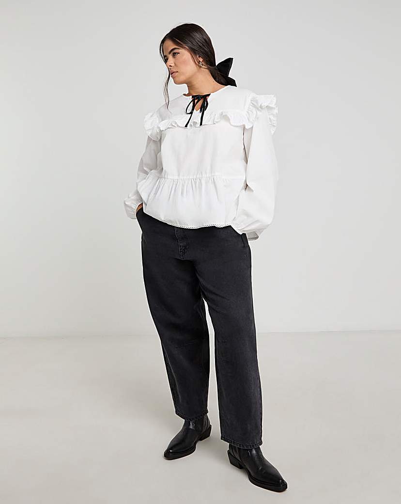 Contrast Bow Collared Blouse