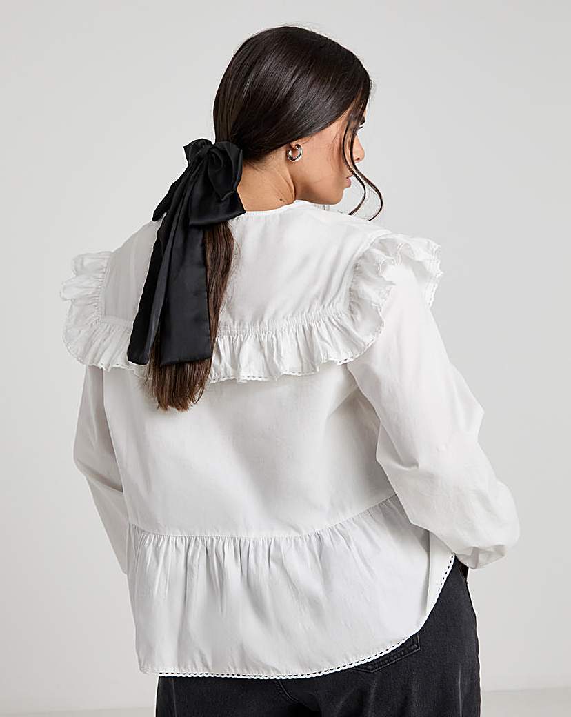 Contrast Bow Collared Blouse