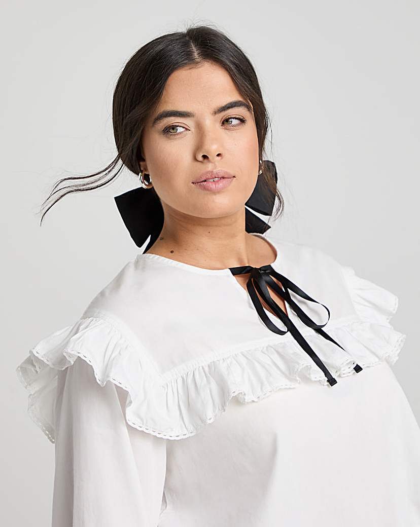 Contrast Bow Collared Blouse